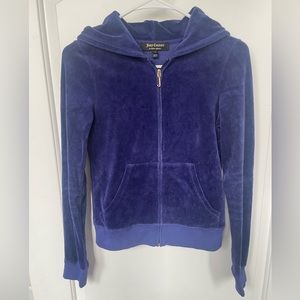 Juicy Couture Purple Velour Zip-Up Hoodie w Gold Rhinestones